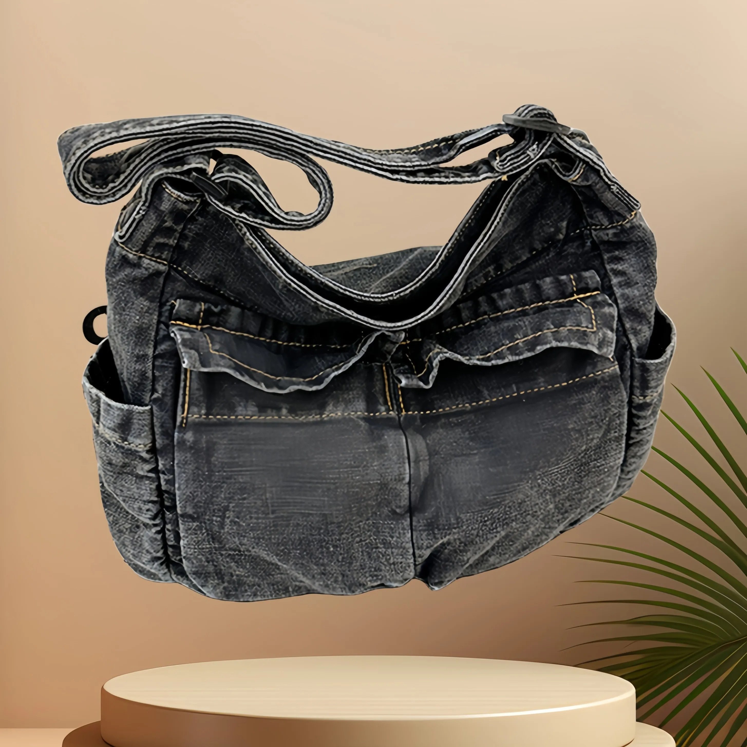 Deshuluo Большая вместительная ретро-модная повседневная джинсовая женская сумка