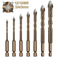1pc hex spiral groove cross alloy four edged drill bit hole opener 3 12mm for tile concrete brick glass ceramic wood metal stone