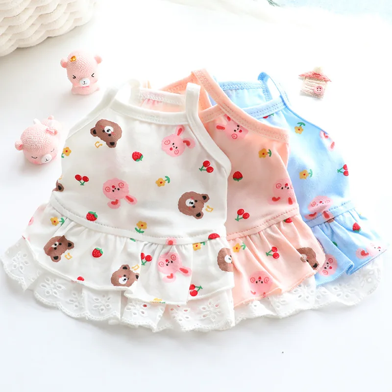 

Cartoon Dog Clothes Dress Animal Pet Clothing Cute Sweet for Small Dogs Fashion Chihuahua Spring Summer Bear Print Ropa Perro