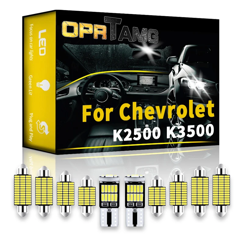 

Внутренний светодиод OPRTAMG для Chevrolet K2500, K3500, 2004, 2006, 2008, 2009, 2010, 2016, 2018-2022, Canbus, автомобильный внутренний купольный световой комплект для карты