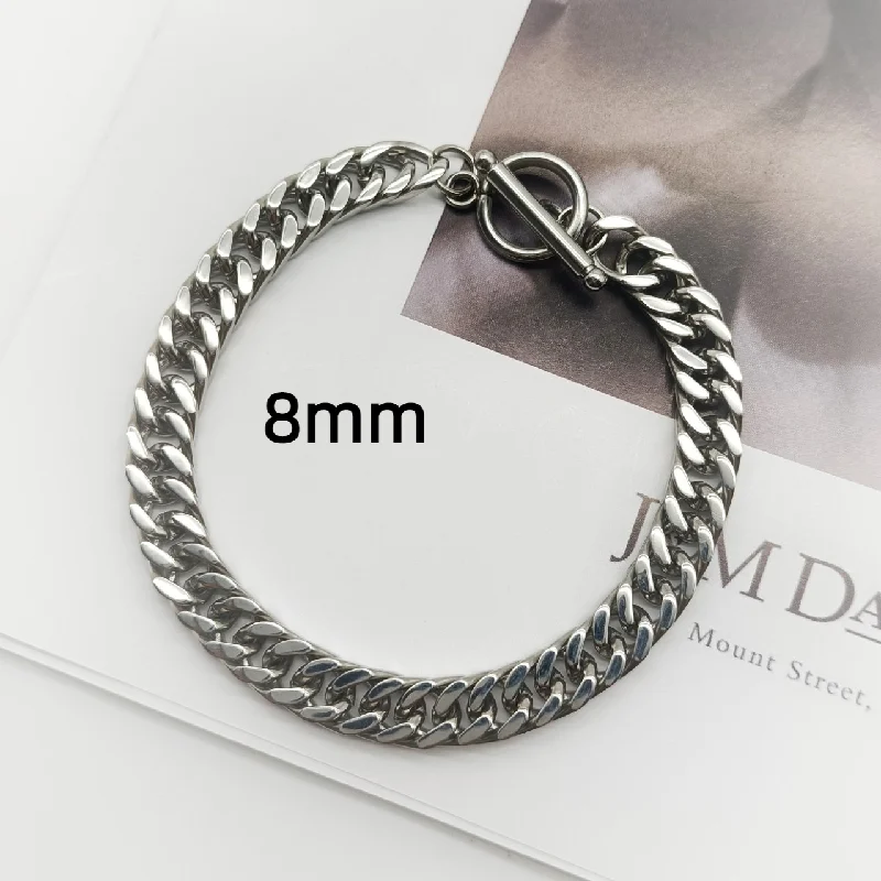 

Stainless steel Cuban link chain double woven four-sided grinding bracelet men's and women's hip hop ear accessories titanium