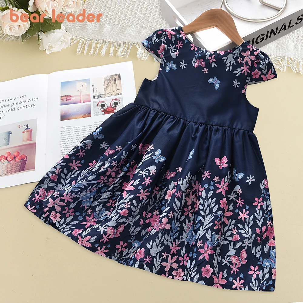 Bear Leader Girls Flowers Dresses New Summer Kids Baby Flowers Costumes Children Fashion Sleeveless Vestidos Casual Outfit 3-8Y
