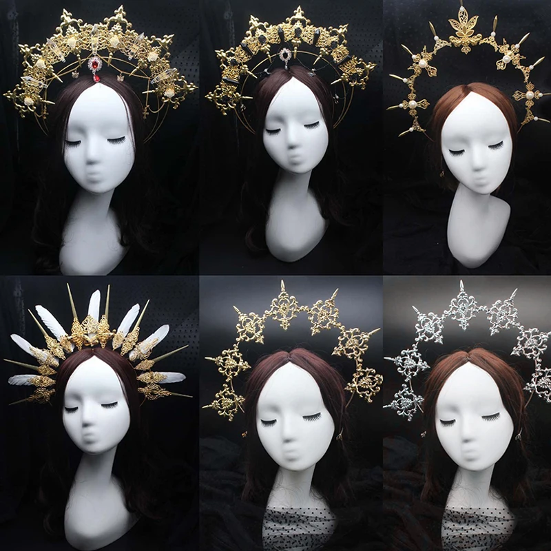 

1 Set Self Assembly DIY Material Package Gothic Lolita Virgin Halo Crown Headband Gorgeous Vintage Church Mary Baroque Tiara
