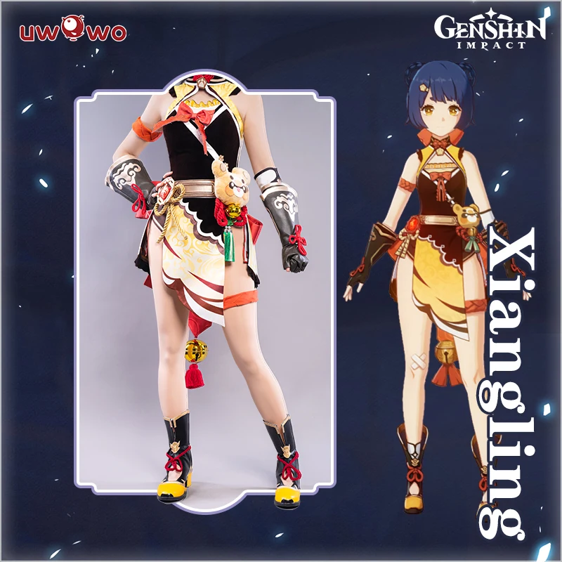 

UWOWO Xiangling косплей Горячая игра Genshin ударный костюм Изысканная деликатная новая одежда на Хэллоуин, костюмы