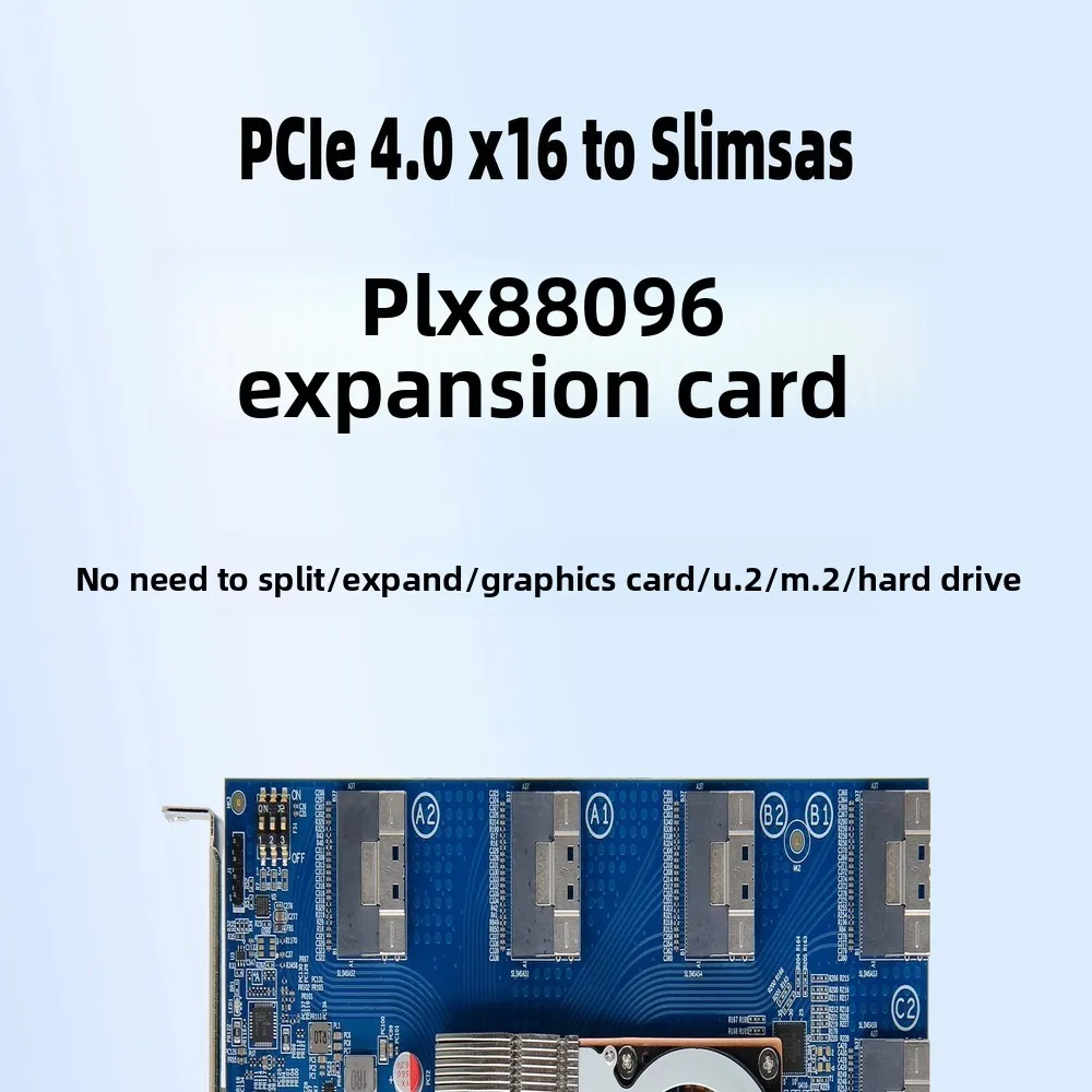 Фото Адаптер-райзер PLX88096 PCIe 4.0 X16, интерфейс 8654, внешняя карта расширения для графического процессора и жесткого диска, без разделения конструкции, высокоскоростная передача данных. №1