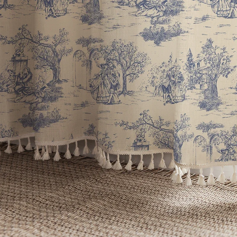 Синий Ретро стиль с кисточками французский Сельский и пасторальный спальня