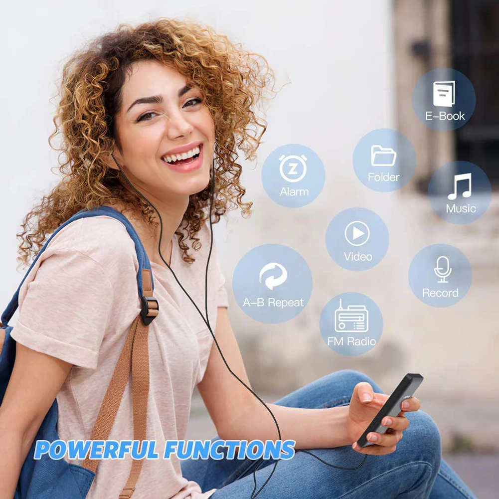 Фото 1,8-дюймовый MP3-плеер Type-C Портативный Walkmen Bluetooth 5.0 Музыкальный плеер Поддержка записи электронных книг Спортивное FM-радио для детей Спорт №4