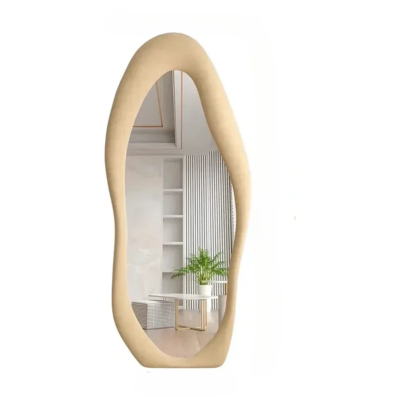 Розовое зеркало в полный рост, волнистое, стоящее, эстетическое ...