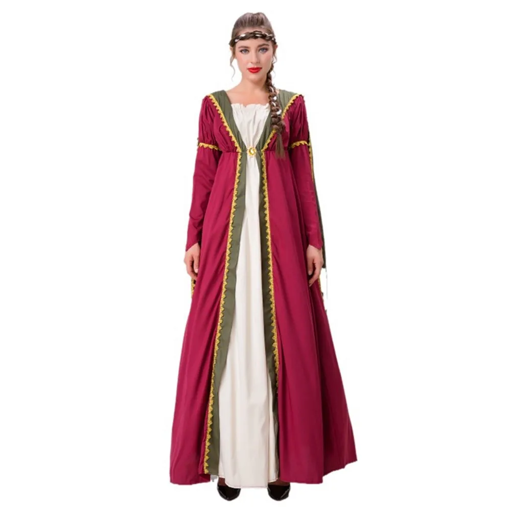 

Женский костюм принцессы в европейском средневековом ретро-стиле, винтажный элегантный костюм для косплея в пол для Хэллоуина, карвинальный костюм