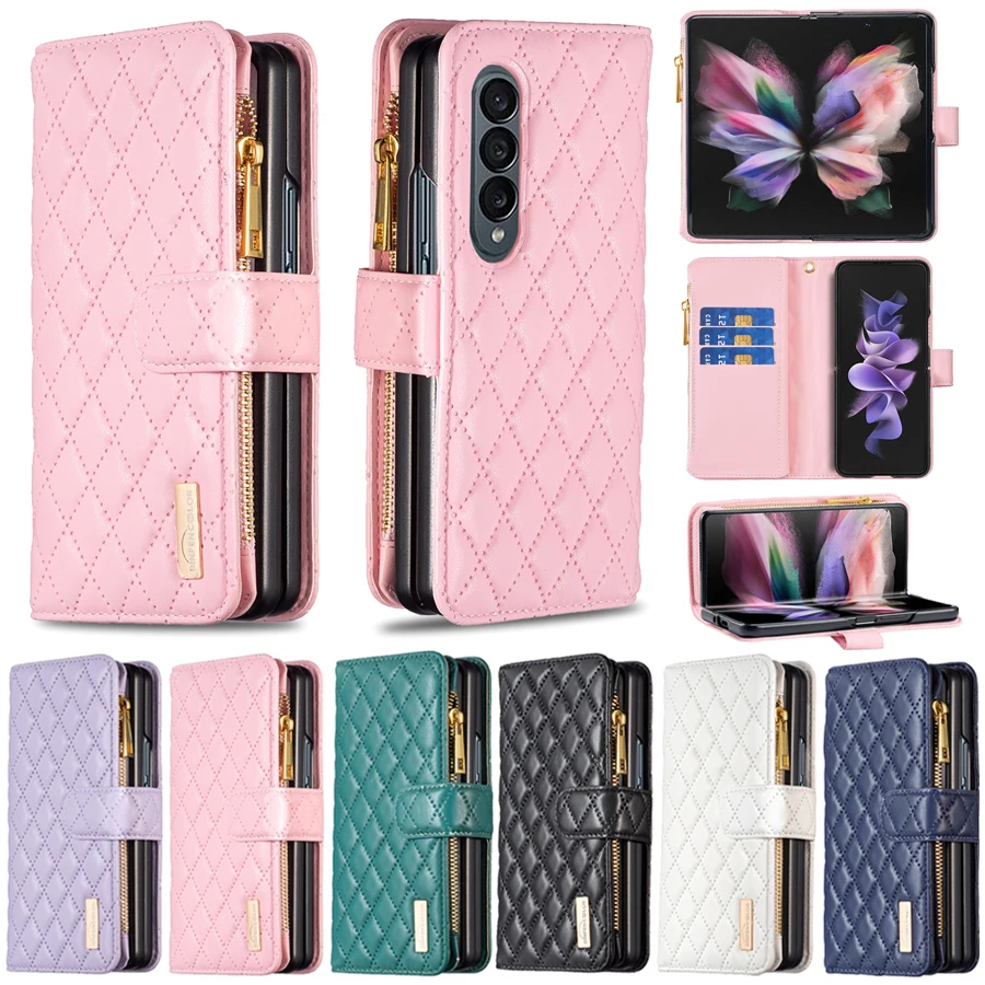 Wallet Small Fragrance Flip Zipper Leather Case For Samsung Galaxy Z Fold4 Magnetic Flip Cover Samsung Galaxy Z Fold 3 Shell