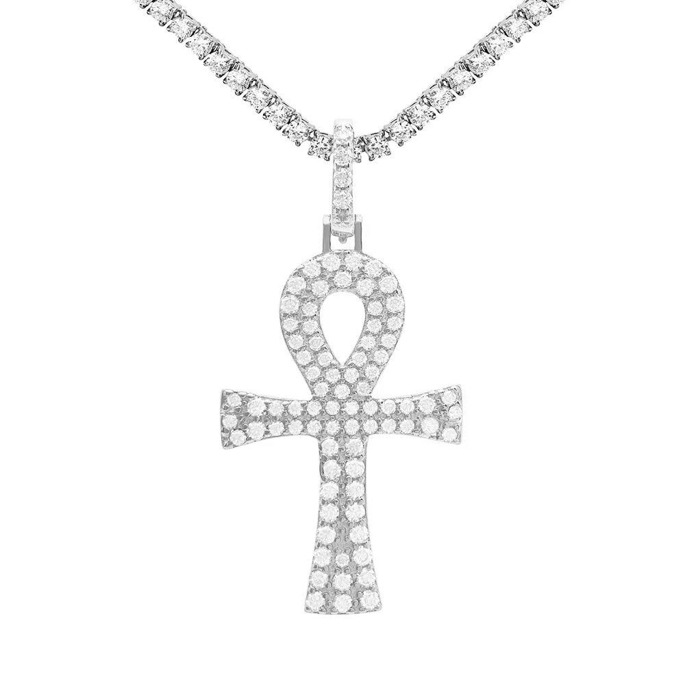 Moissanite Diamond Cross Pendant Necklaces For Men Women S925 Silver Sweater Chain Jewelry Pass Tester With GRA
