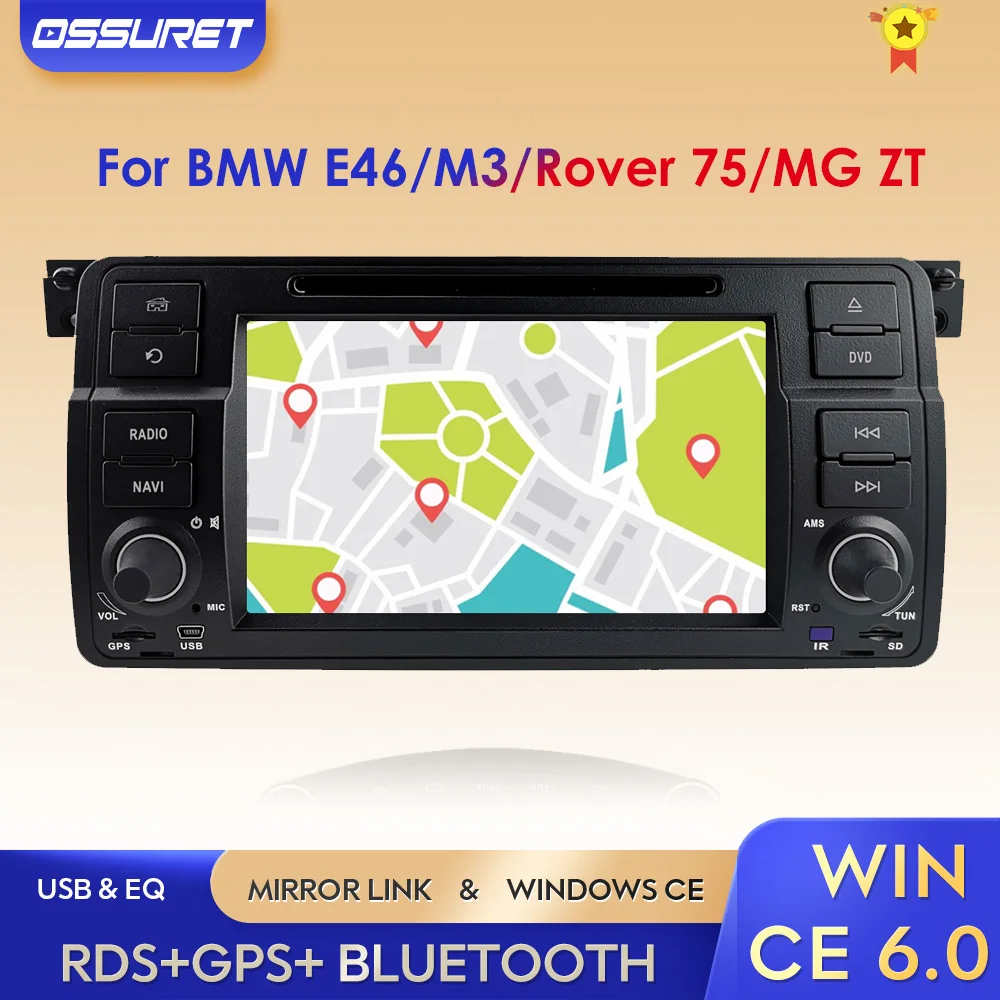 Авторадио 1 Din автомобильный DVD-плеер для BMW E46 M3 318/320/325/330/335 Rover 75 1998-2006 GPS-навигация BT