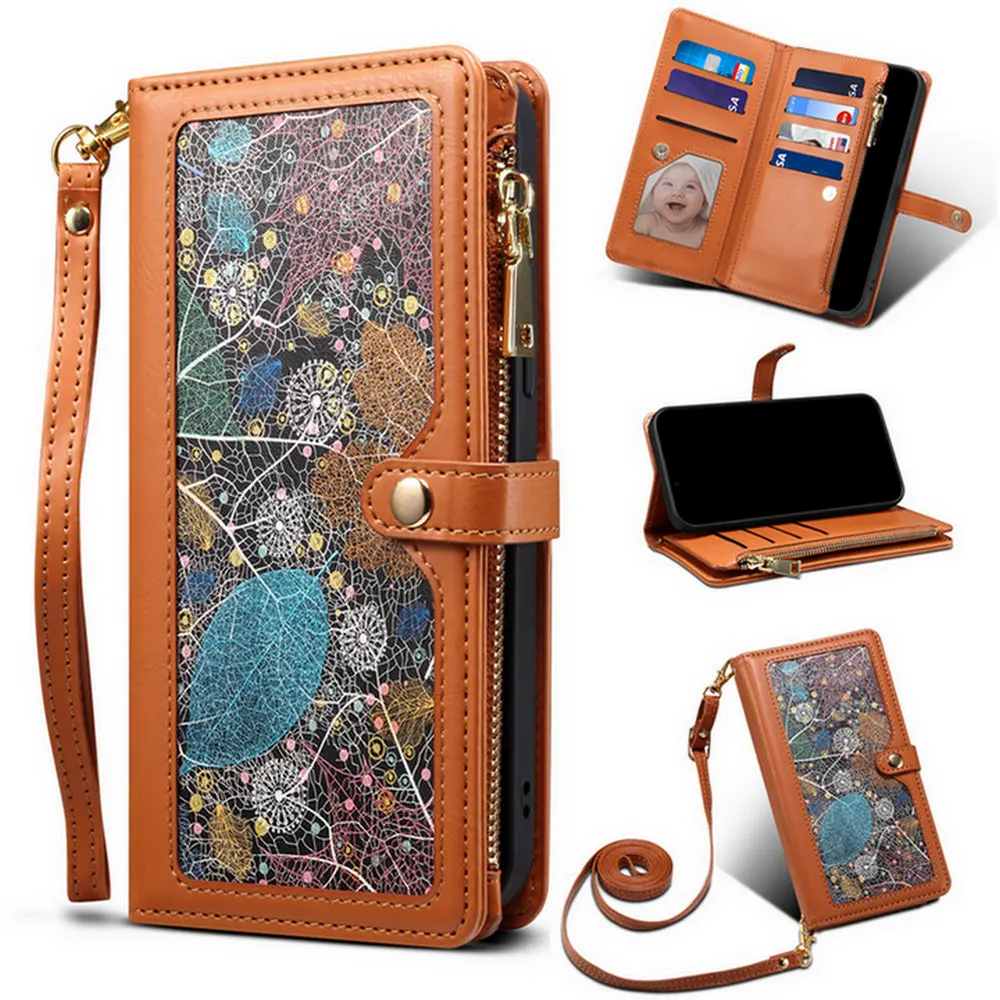 Flip Case For Oneplus 11 5G RFID Block Luxury Leather Zipper Wallet Book Cover For OnePlus 11R 10R 9RT 8 T 7T 10 Pro Ace2 Funda