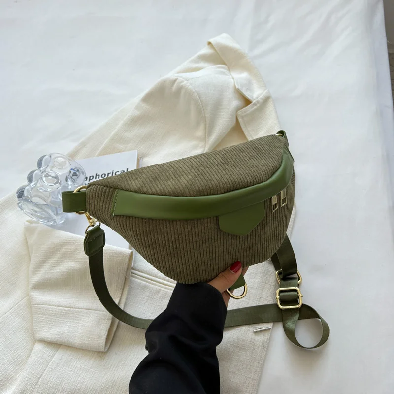 Стильные вельветовые поясные сумки в вертикальную полоску для женщин элегантная