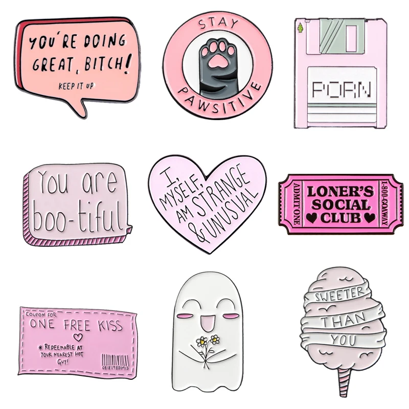 

Retro pink Paw creative hard drive enamel pin Cartoon maiden digital pin brooch for women movie ticket badge Pin Jewelry gifts