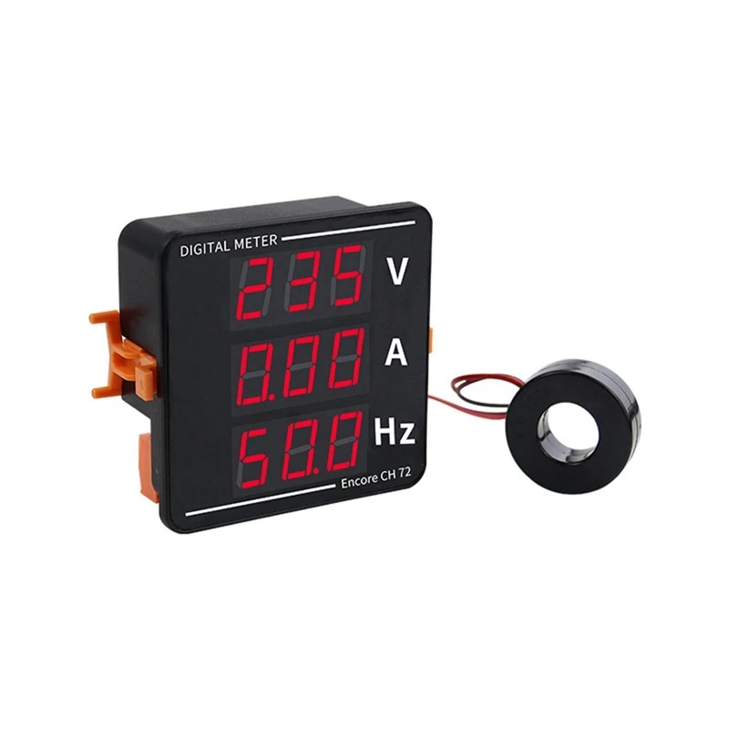 

AC Ammeter Voltmeter Three Display Current Voltage Frequency Meter AC50-500V AC0-120A 10-99.9Hz