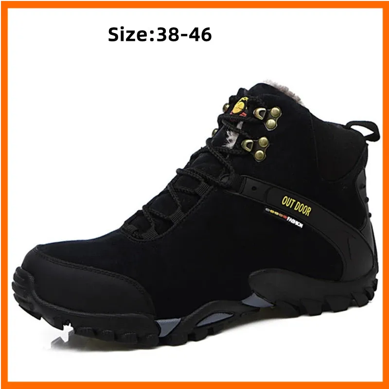 

Winter Warm Fur Snow Boots Male Shoes For Men Adult Fashion Cow Suede Walking Work Ankle Footwear Sneakers
