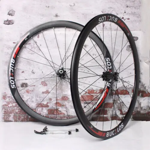 

BUCKLOS 700C Wheelset Carbon Hub Road Bicycle Wheels Clincher Rim Disc Brake QR 24H Bike Front Rear Wheel Set Cycling Parts