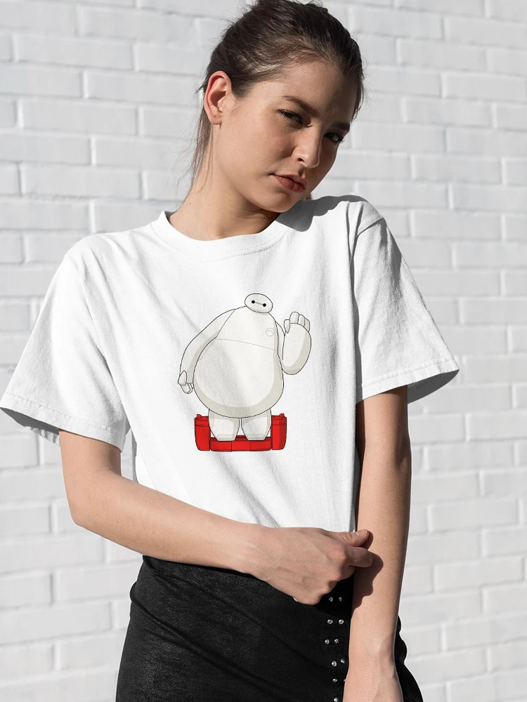 

Disney Kawaii Harajuku Baymax Hello Print T Shirt Women Cute Cure Robot Fashion New Simplicity Tops White Casual Girls Clothes