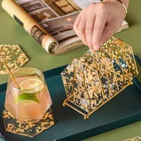 light luxury ins coaster gold silver foil tea coaster acrylic gold foil coaster creative insulation pad coffee coaster