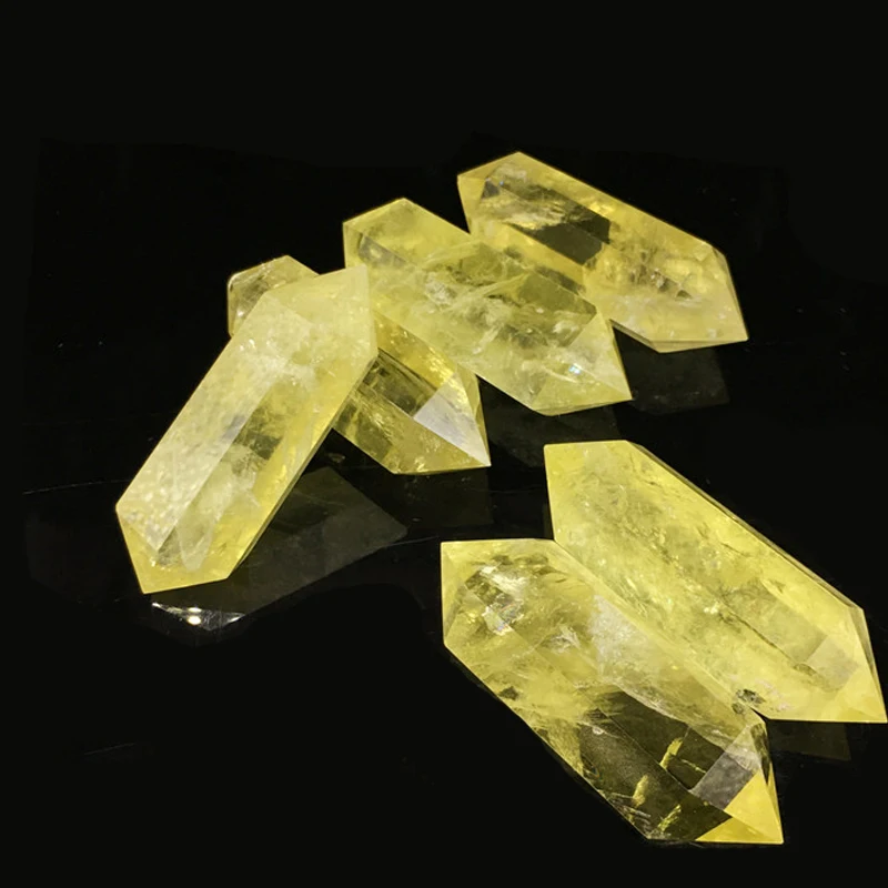 

Citrine Natural Crystal Stone Grinding Crystal Reiki Column Six Prism Single Point Healing Crystals Column Specimen Ornament