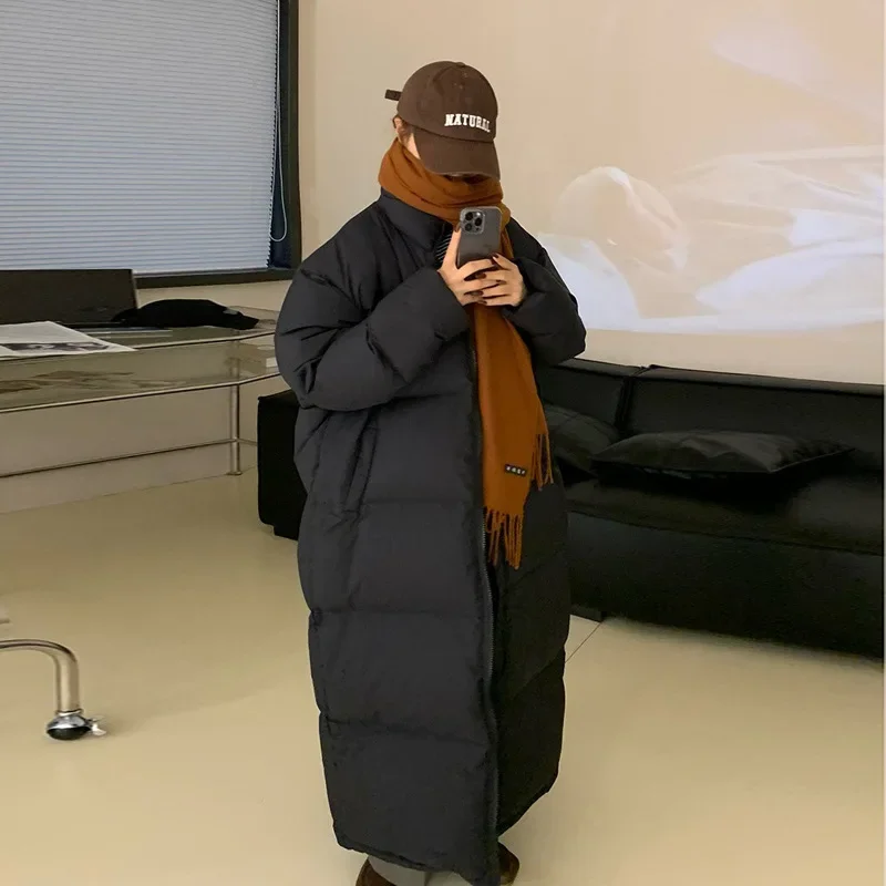 Корейская Толстая однотонная длинная куртка