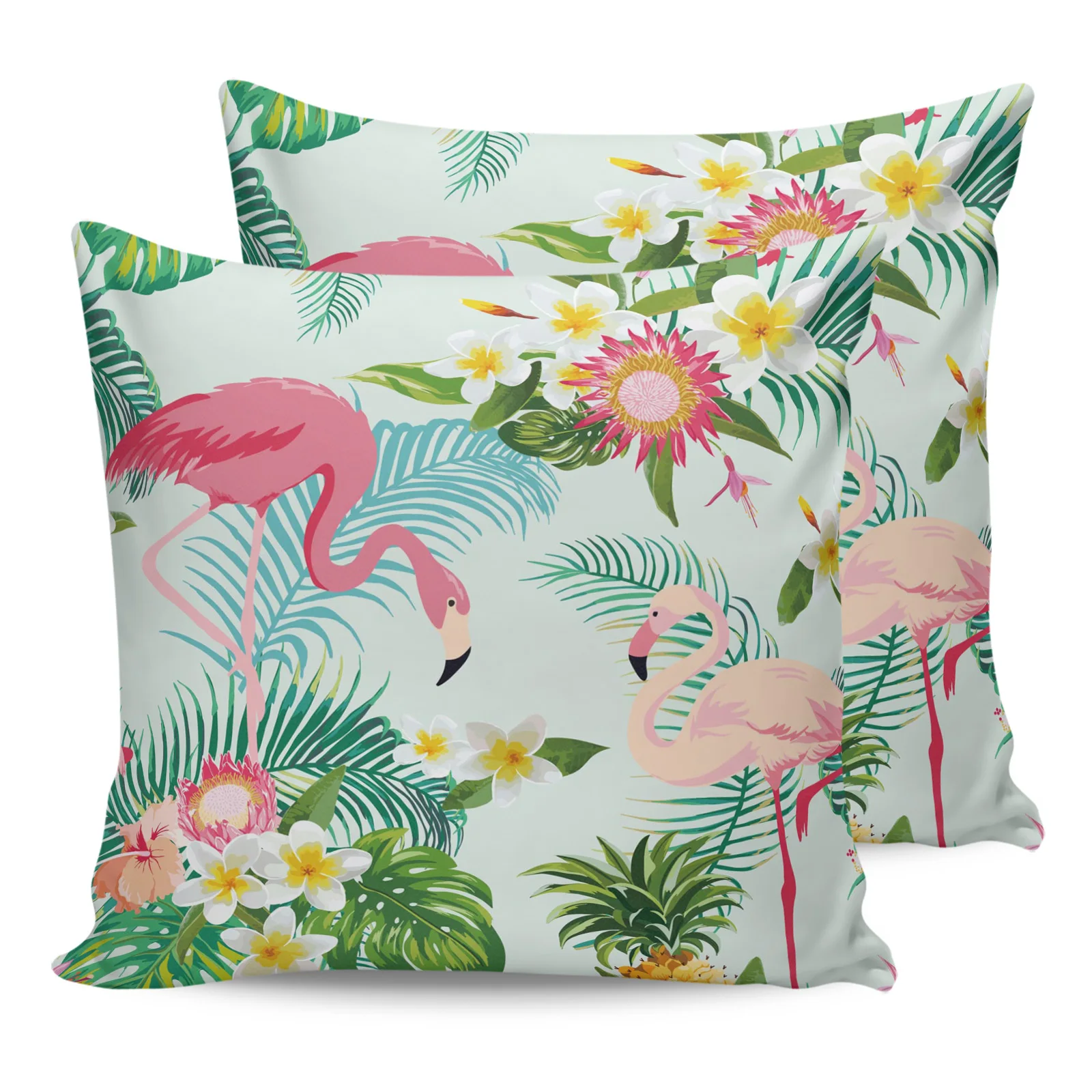 

Flamingo Tropical Flower Pillowcase Two Piece Set Home Sofa Decor Cushion Cover Pillowcase Bed Pillow Cover Printed Pattern