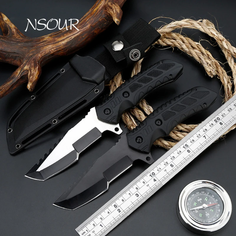 

Высокопрочный 57HRC тактический прямой нож с фиксированным клинком, боевой нож для дикой природы, охотничий нож для самообороны, Военный нож д...