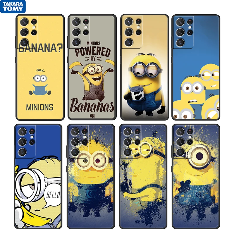 

Cute Cartoon Minions For Samsung Galaxy S22 S21 S20 Ultra Plus Pro S10 S9 S8 S7 4G 5G Soft TPU Black Phone Case Funda Capa Cover