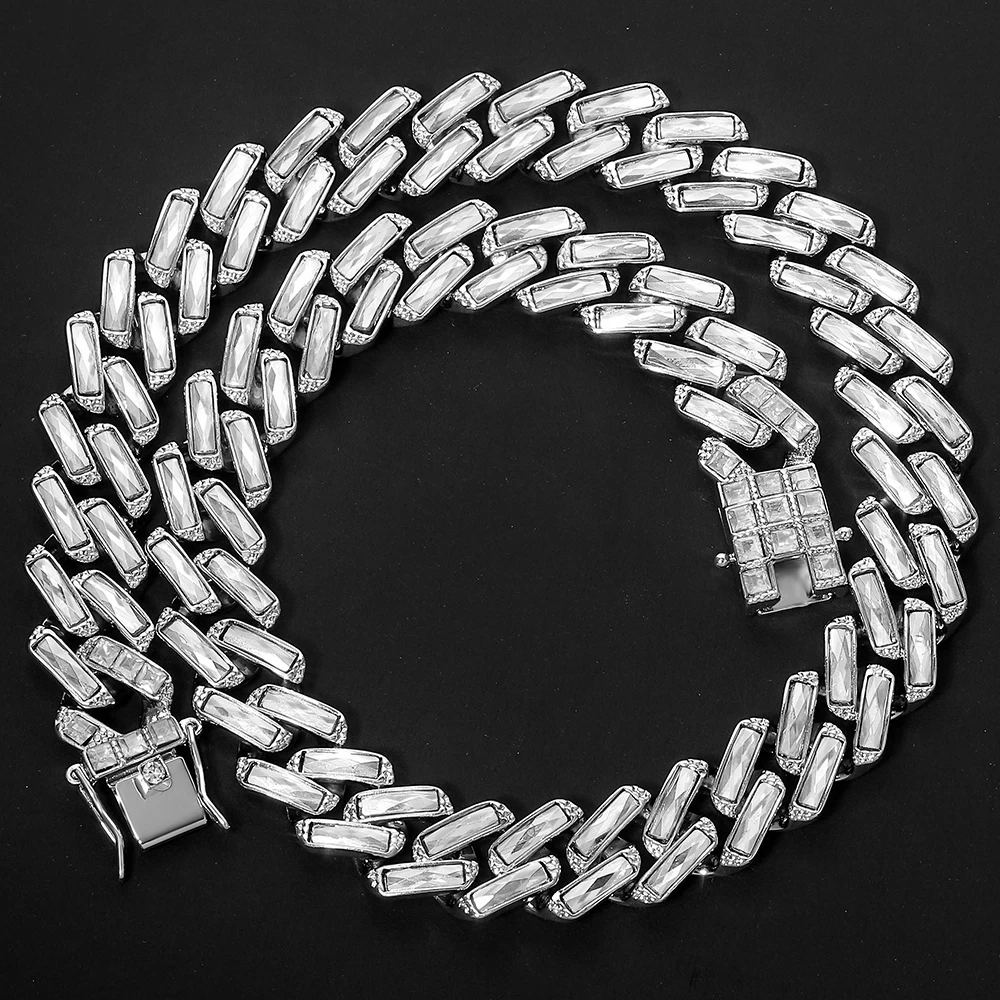 

14mm Iced Out Diamond Cuban Link Chain Necklace For Men Bracelet Set Women Chains Hip Hop Jewelry 16/18/20/24inch