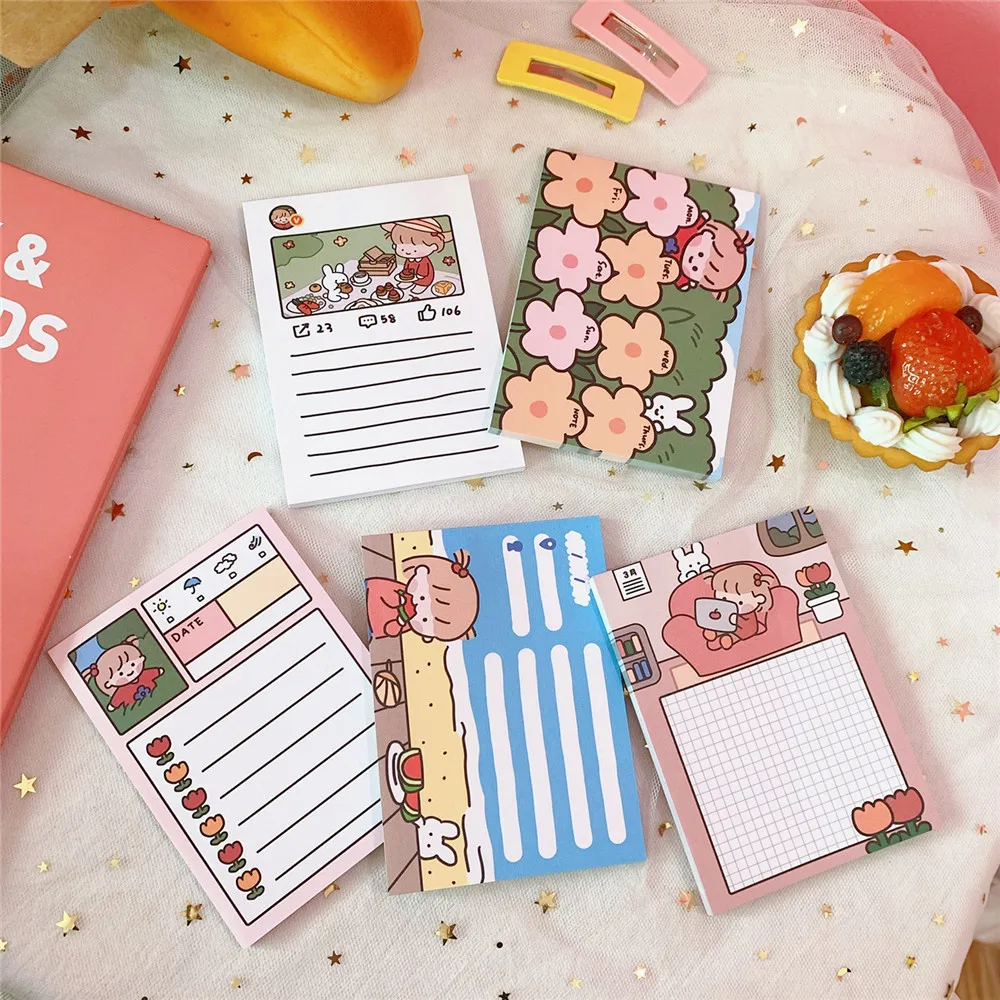 

Cartoon Cute Bunny Memo Pad Sticky Note Stickers Decal Scrapbooking DIY Kawaii Notepad Stationery School Supplies