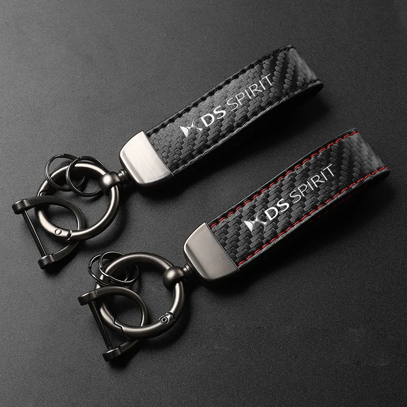 Car Keychain Horseshoe Buckle Jewelry for DS DS3 DS4 DS4S DS5 5LS DS6 DS7 SPIRIT Crbon Fiber Leather Keychain Car Accessoriess
