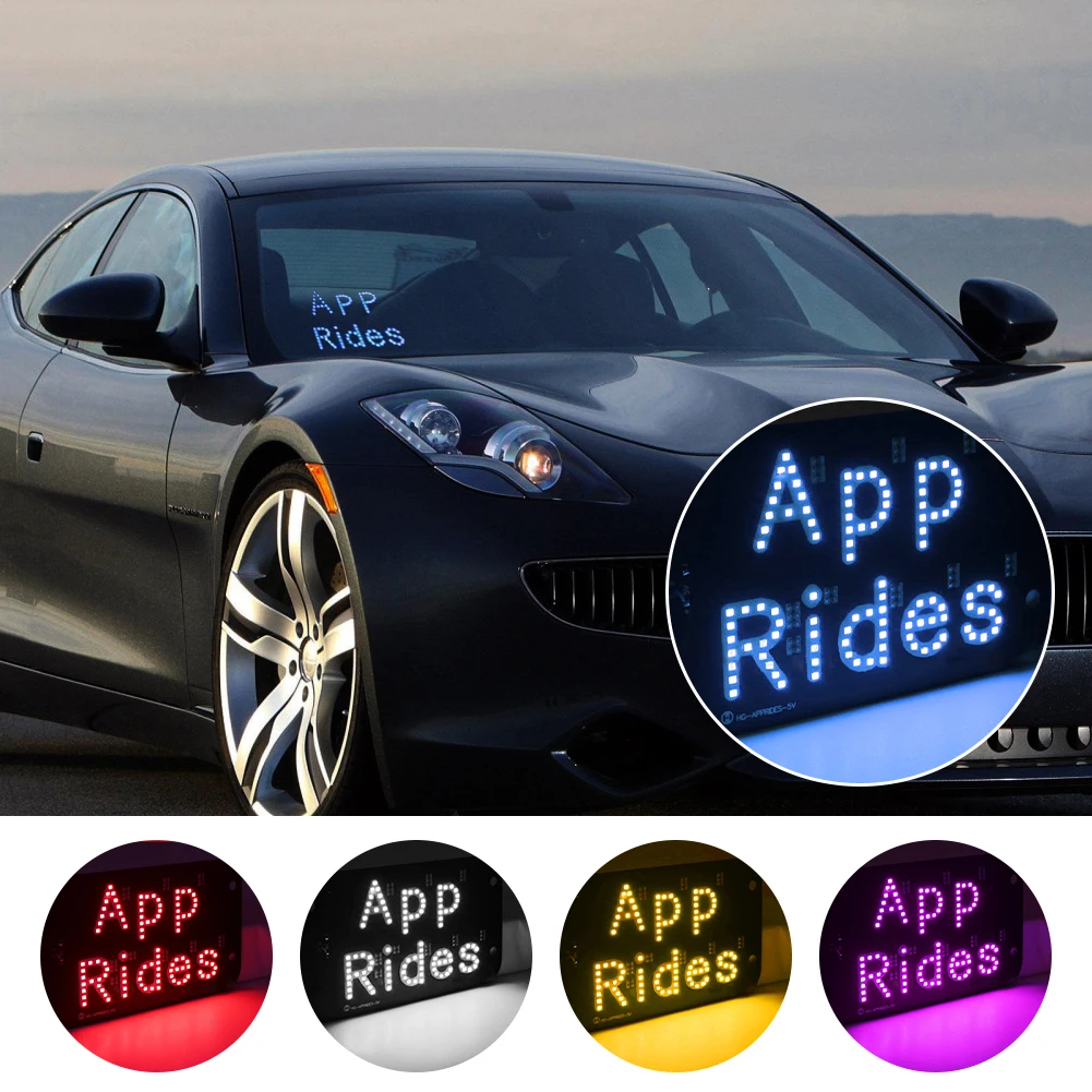 

1PC USB 5V APP Rides Car Sign Rideshare Lamp Board Car Windscreen Cabinet Indicator Lamp LED Taxi Roof Light with Suction Cup