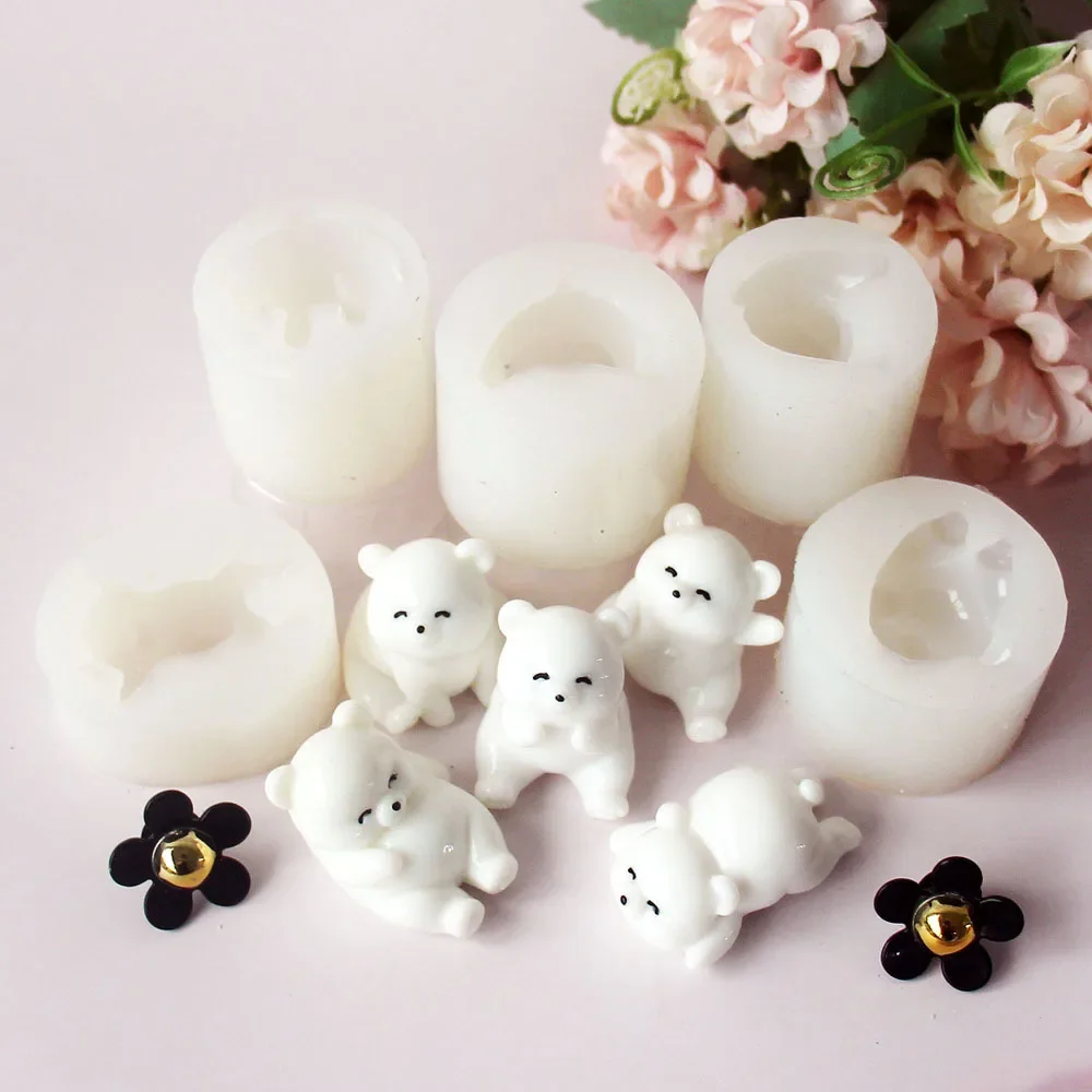 Мини-милый белый медведь гипсовая силиконовая форма сделай сам шоколадные