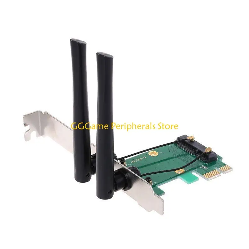 Фото U55B Беспроводная сетевая карта Wi-Fi Mini PCIE-PCI-E 1X Настольный WIFI-адаптер для компьютера с 2 антеннами №5