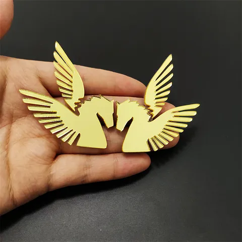 KUGUYS Летающая лошадь Пегас большие серьги-гвоздики для женщин зеркальные акриловые золотые цвета модные ювелирные изделия Хип-хоп гиперболы