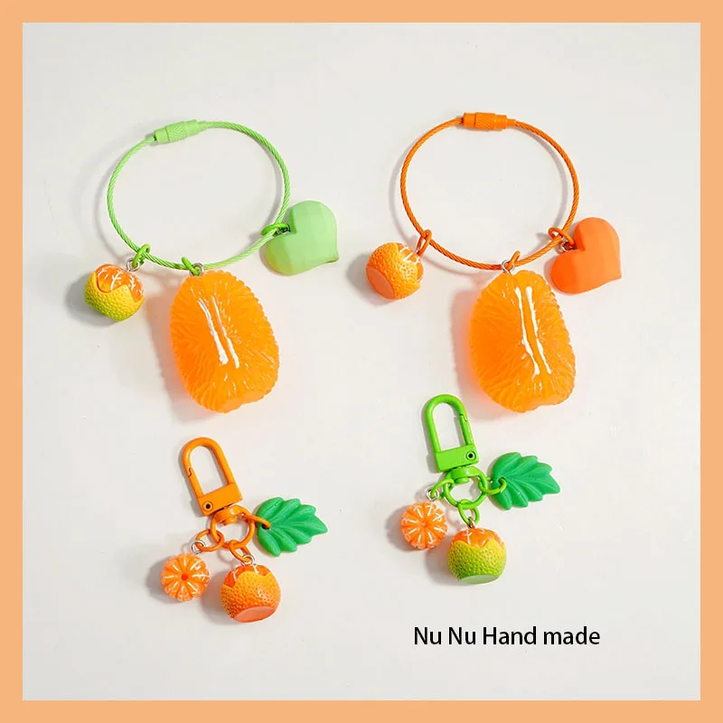 

Creative Model Orange Keychain Ins Fruit Trinkets Car Bag Key Rings Pendant Couple Gift Wholesale Items For Boutique