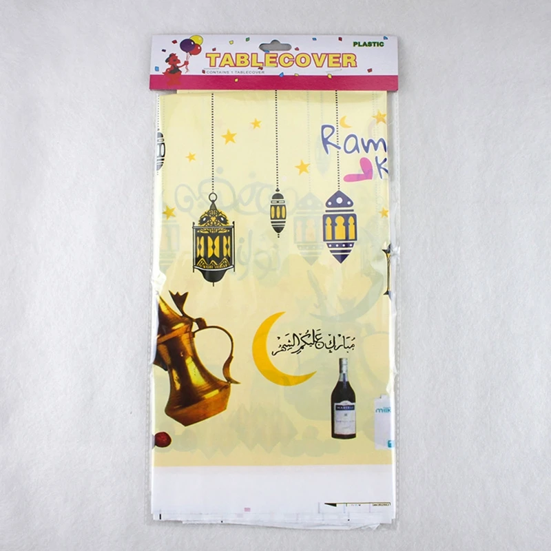

Одноразовая Скатерть Eid Mubarak, полиэтиленовый пластиковый материал, аналогичный для дома, исламский мусульманский декор для вечеринки, столо...