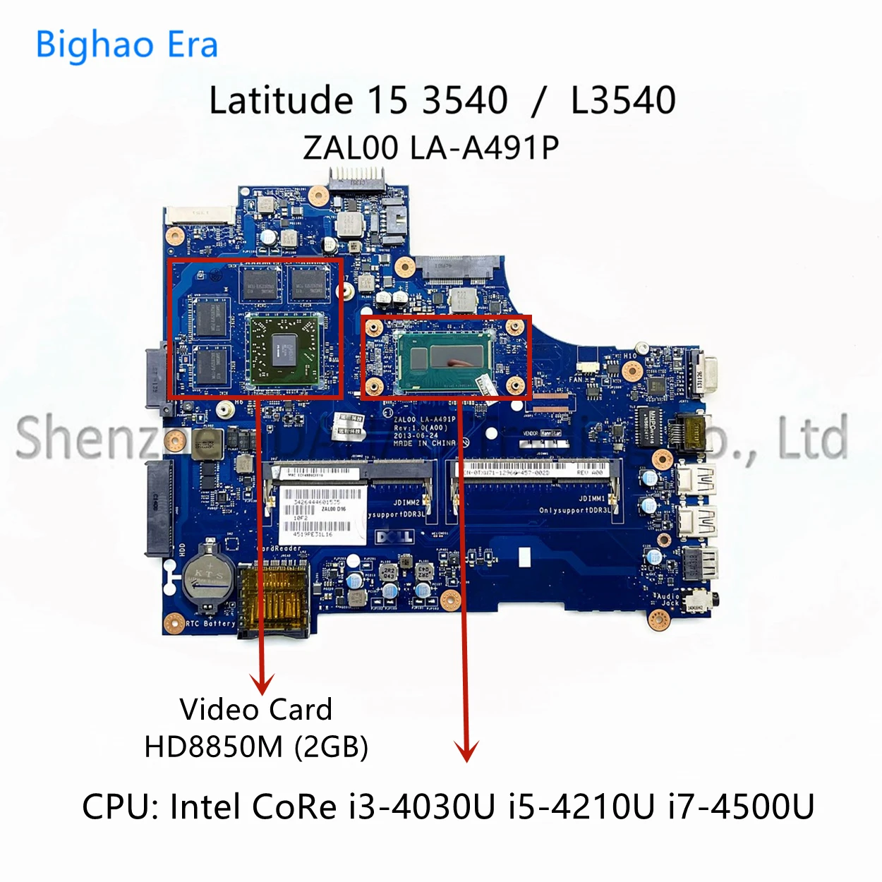 

ZAL00 LA-A491P For Dell Latitude 3540 L3540 Laptop Motherboard With i3 i5 i7 CPU HD8850M 2GB-GPU CN-09HY4K 0TXW71 08MDVW 0X3NC8