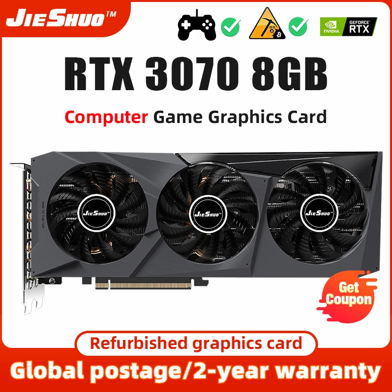 

JIESHUO RTX 3070 8 Гб видеокарта NVIDIA GPU GDDR6 1 ‎ 4000 МГц 4,0 бит 8 Гб PCI Express 16X RTX3070 8G настольные видеокарты