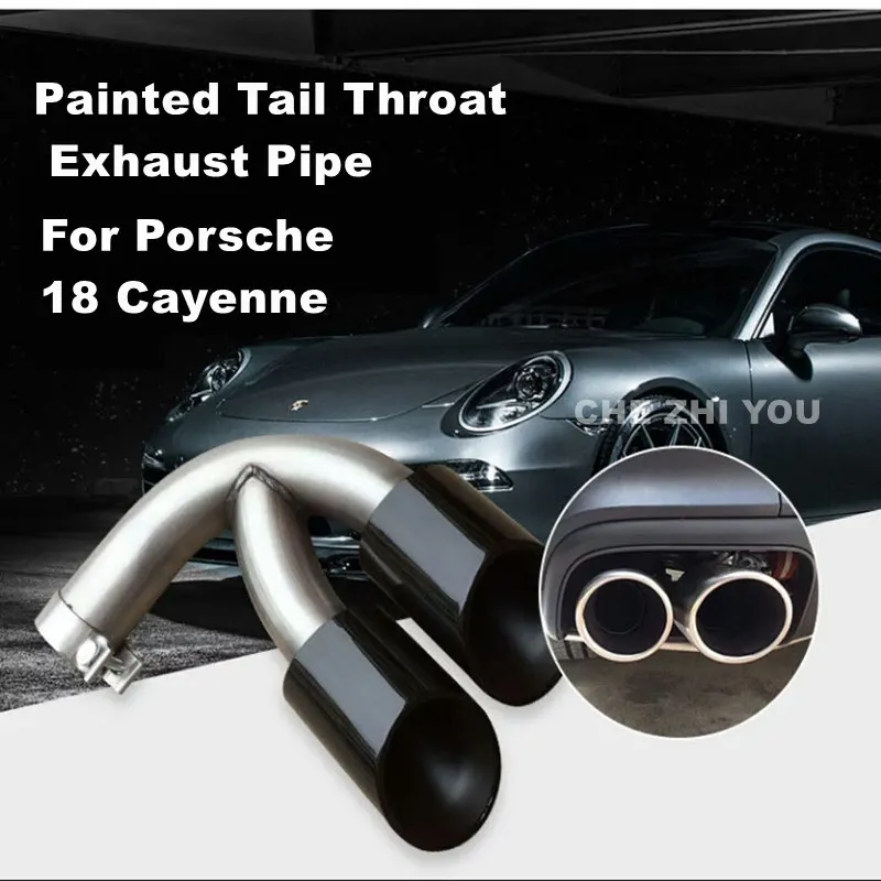 

For Porsche Cayenne 2018 Painted Tail Throat Exhaust Pipe 304 Stainless Steel Exhaust Tips Muffler Modified Tail throat Pipe