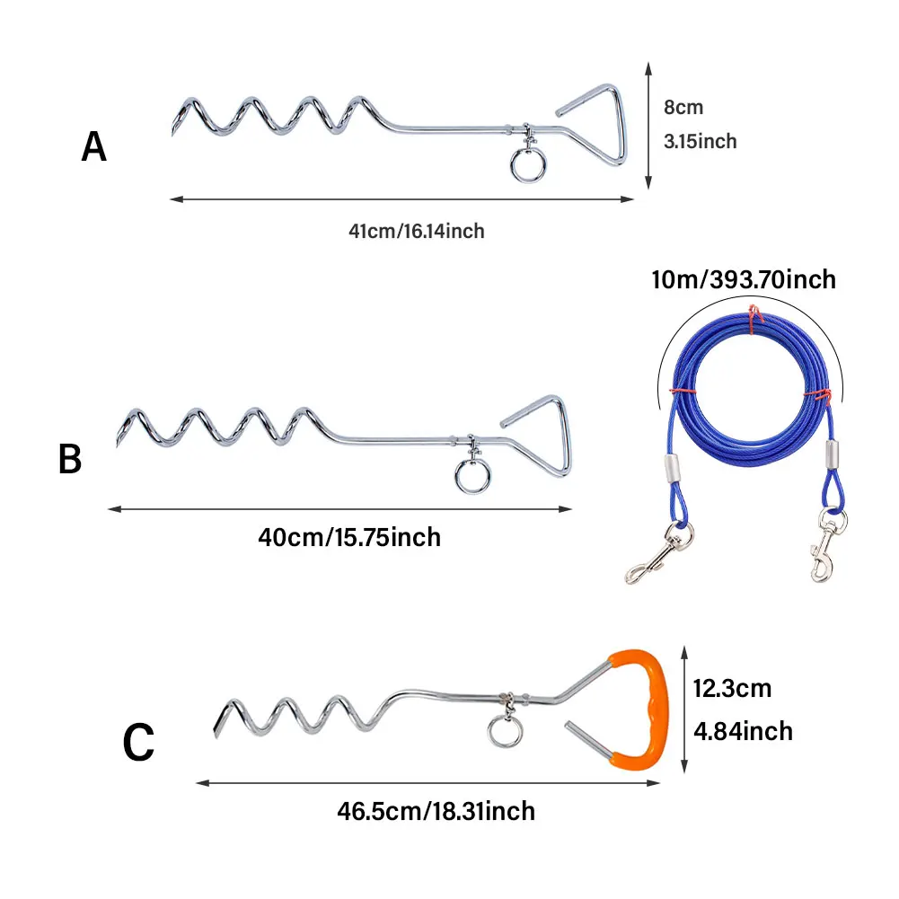 Сверхпрочный спиральный заземляющий галстук для собак с защитой от закручивания