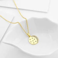 fashion geometric round pendant necklace cz crystal gold color chain eye nekclace for women girlfriend jewelry