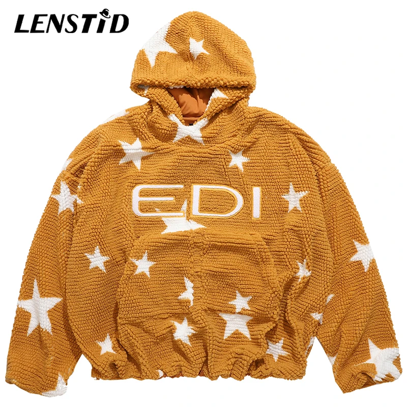 

LENSTID Autumn Women Oversized Pullovers Hoodies Hip Hop Front Pocket Star Print Streetwear Harajuku Casual Hooded Sweatshirts