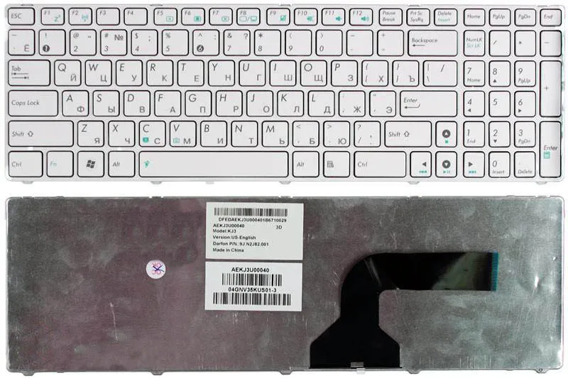 Клавиатура для Asus K73SD русская белая рамка белые кнопки|Клавиатуры замены| |