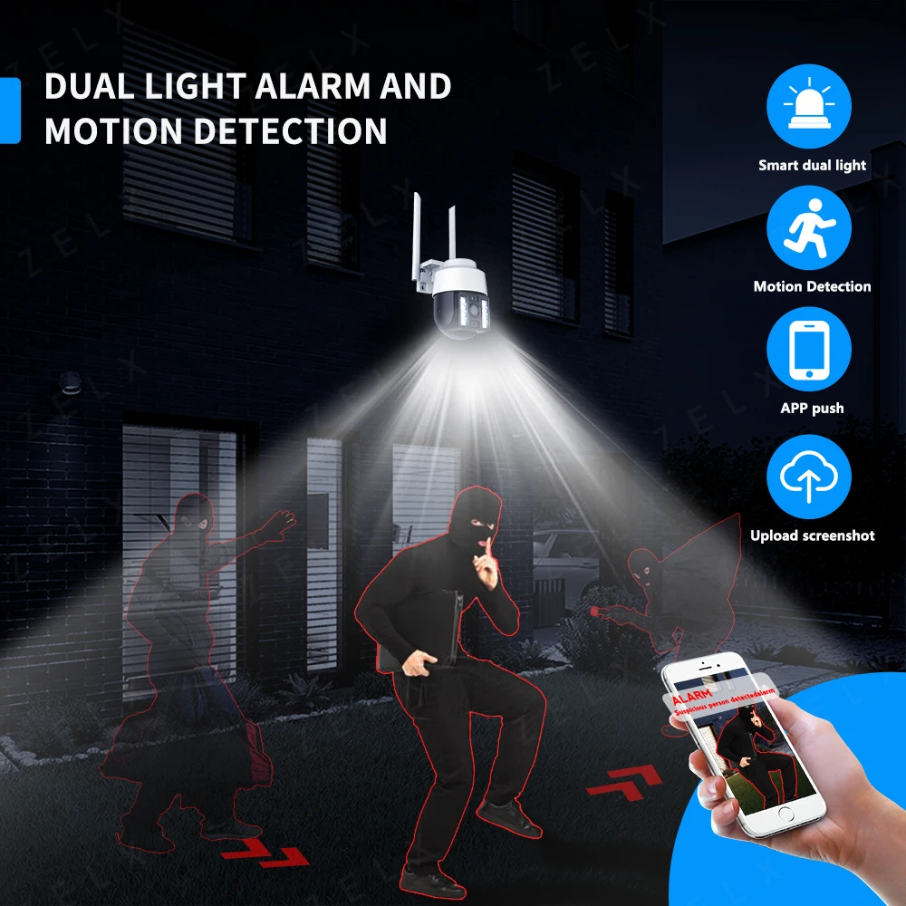 8MP IP Camera PTZ Outdoor 4K Wireless WiFi Security Cam 5MP 3MP AI Human Detection 1080P Video Surveillance CCTV ONVIF iCsee P2P |