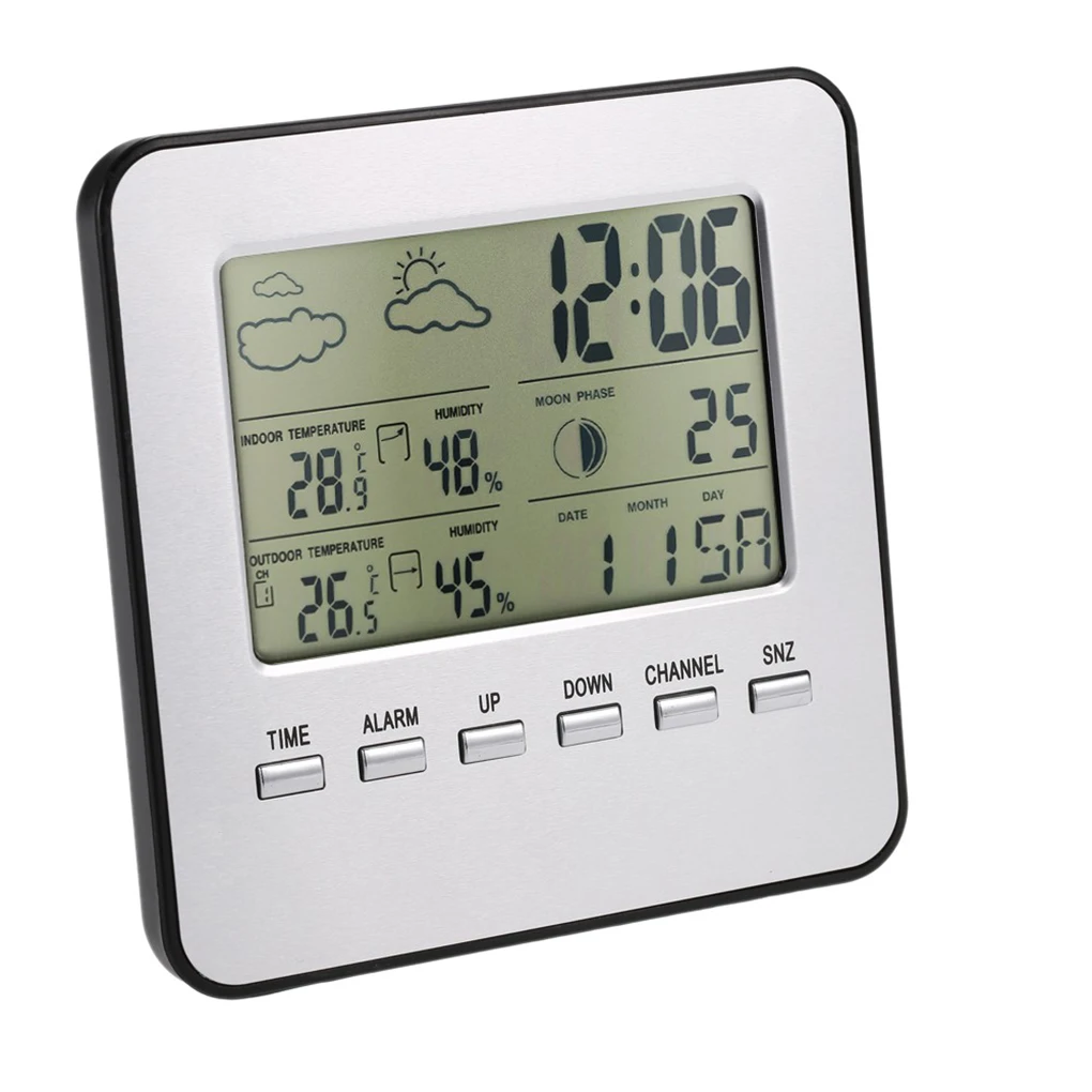 

Wireless Indoor Outdoor Thermometer Hygrometer Digital Weather Station Alarm Clock LCD Calendar Alarm