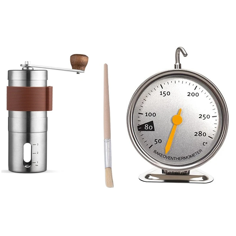 

Manual Coffee Grinder, Hand Crank Bean Mill,Coffee Mill With Oven Thermometer For Baking Cake And Bread Meat