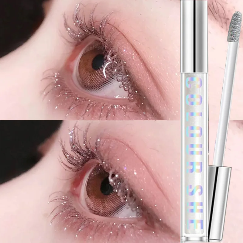1PC Diamond Shiny Mascara Waterproof Volume Curling Eyelashes Extension Long-lasting Quick Dry Glitter Mascara Makeup Cosmetics
