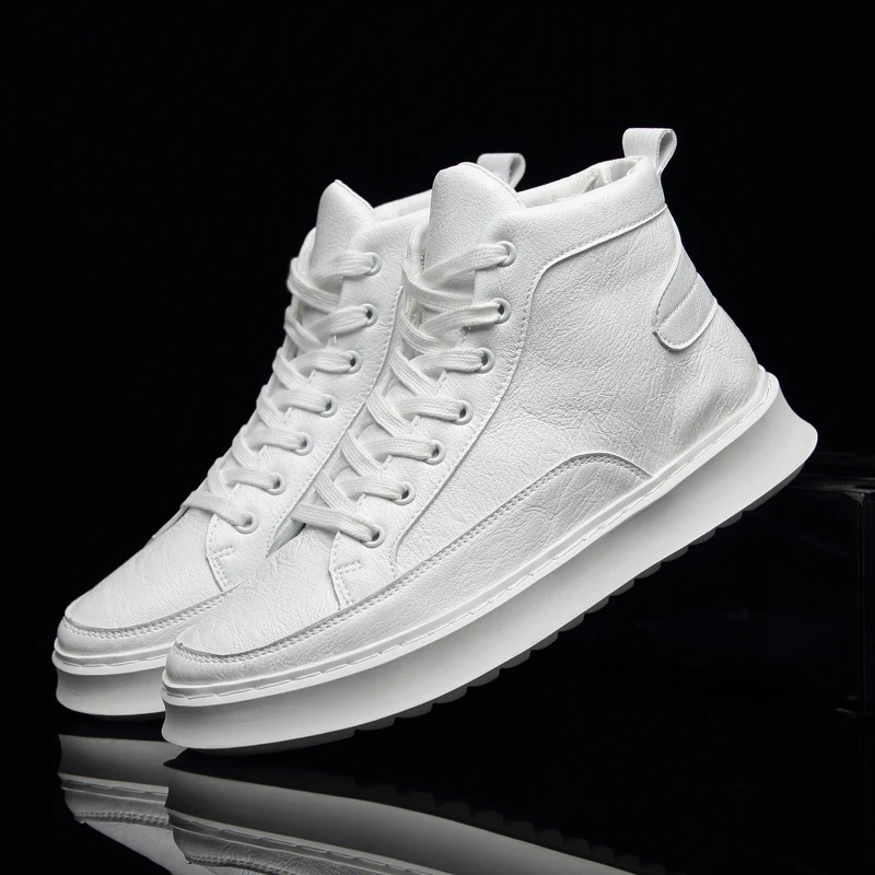 

Мужские высокие кроссовки со шнуровкой, белые повседневные кожаные ботильоны, дизайнерская обувь, 2023